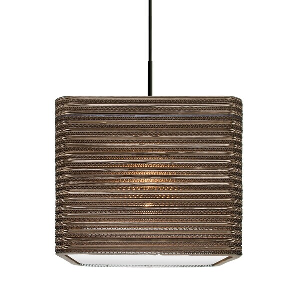 Besa Lighting Besa Kirk 12 Pendant, Corrugated Cardboard, Black Finish, 1x 9W LED 1JT-KIRK12-LED-BK - main