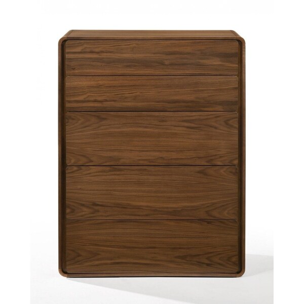 Homeroots 35" Walnut Solid Wood Five Drawer Chest 473076 - main