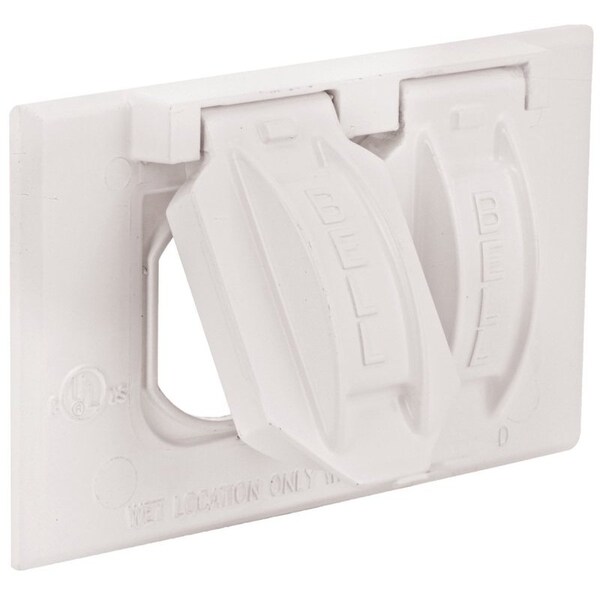 Hubbell Cover, 2-13/16 in L, 4-9/16 in W, Metal, White, Powder-Coated 5180-6 - main