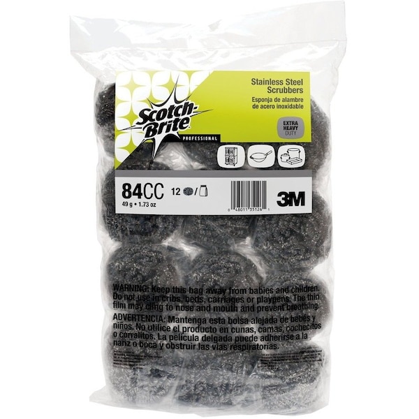 Scotch-Brite Scrubber, Silver, General Purpose, PK12 84CC - main