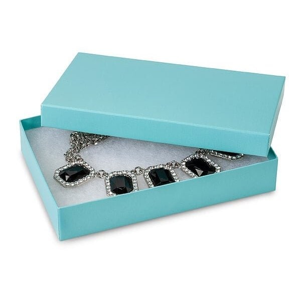Nashville Wraps Aqua Blue Jewelry Gift Boxes, 5.5x3.5x1, Fiber Fill, 100PK 14AQ - main
