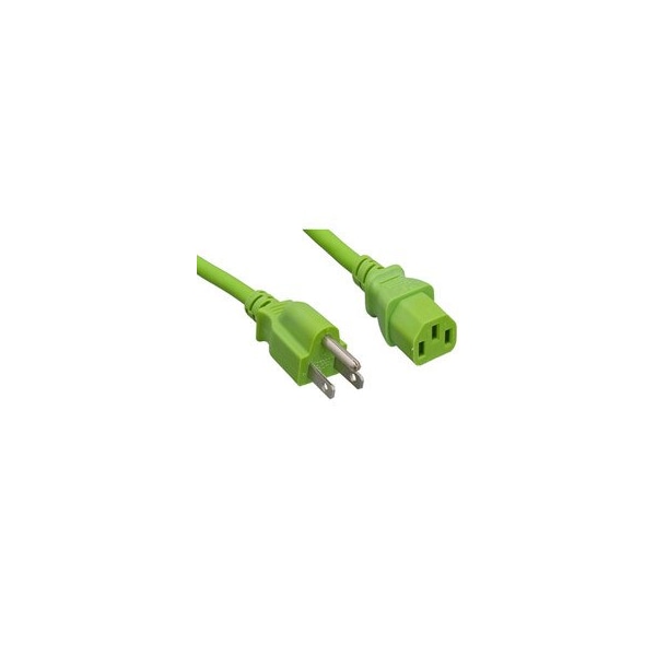 Cable Wholesale Computer / Monitor Power Cord, Green, NEMA 5-15P to C13, 18AWG, 10 Amp, 6 foot 10W1-01206GN - main