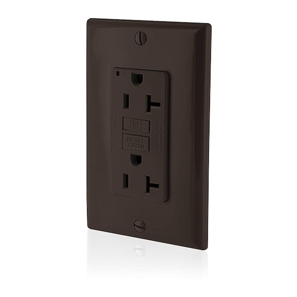 Leviton 20 Amp, Self Test, Non Tamper-Resistant Slim GFCI Outlet with LED Indicator Light GFNT2 - main