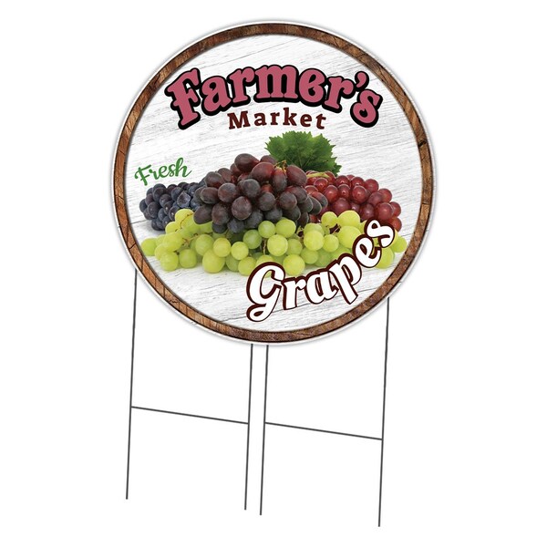 Signmission Farmers Market Grapes Double Sided Corrugated Plastic Circle Yard Sign, C-36-CIR-DS-WS-Grapes C-36-CIR-DS-WS-Grapes - main