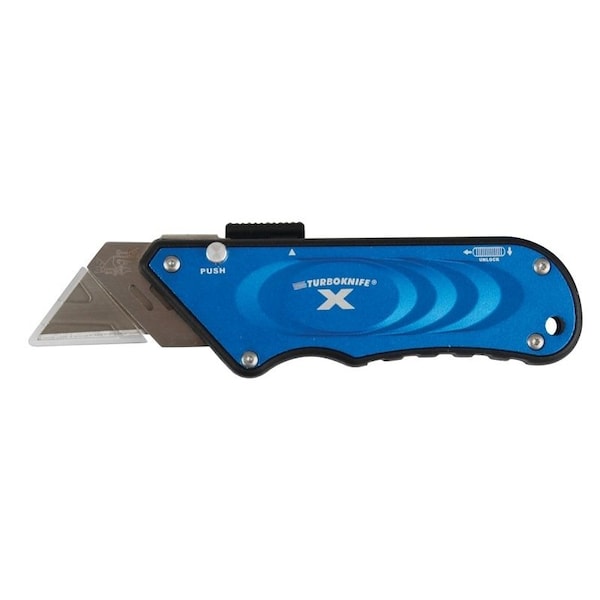 Olympia Tools Turbo Knife, 1.18 in L Blade, 4.06 in W Blade, Ergonomic Handle, Blue Handle 33-134 - main