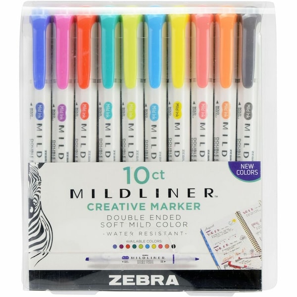 Zebra Pen Mildliner Double Ended Highlighter New Colors Asst 10 Pack 78501 - main