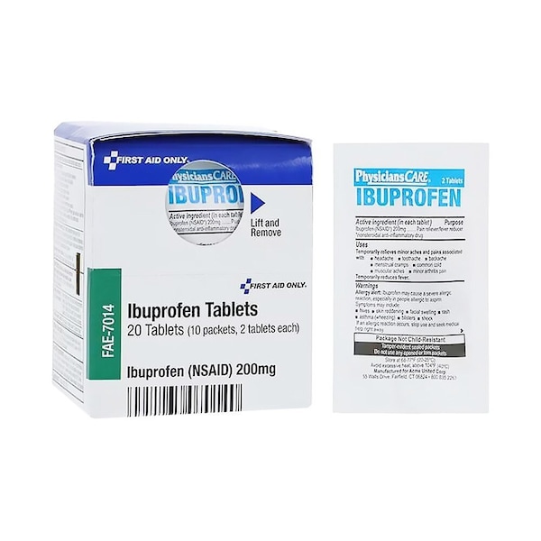 Acme United Ibuprofen NSAID Tablets 200mg Packets, 10PK 5590030 - main