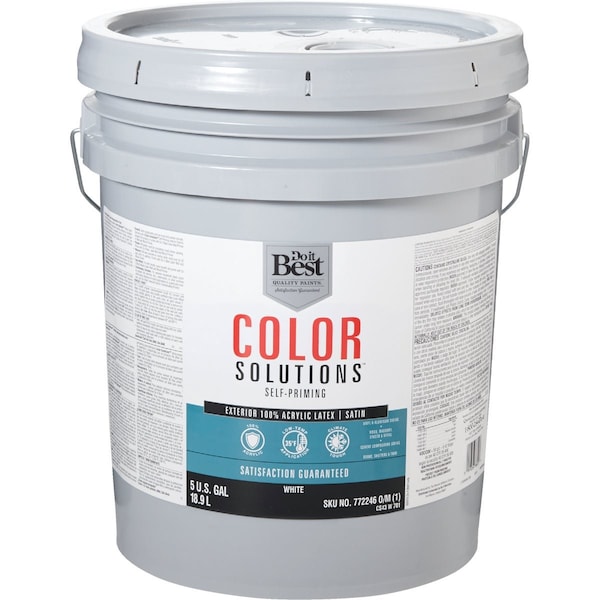 Do It Best Color Solutions 100% Acrylic Latex Self-Priming Satin Exterior House Paint Wht 5 Gal. CS43W0701-20 - main