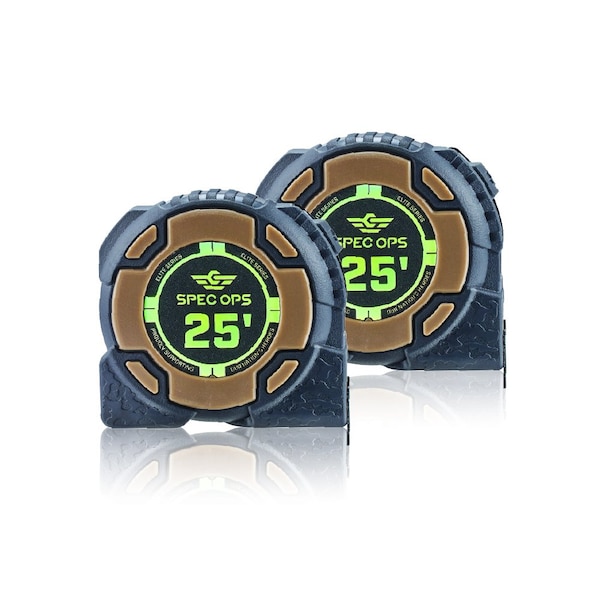 Spec Ops 5-Foot Premium Tape Measure, 1 1/4in Double-Sided Blade, Military-Grade Composite Case, 2-Pack SPEC-PTM25-2PK - main