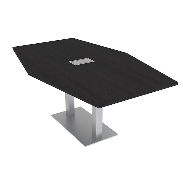 Skutchi Designs Hexagon Conference Table With Power Unit, 48 in W, 72 in L, Black HAR-HEX.IR-48X72-DOU-U999ST19-ESIL - main