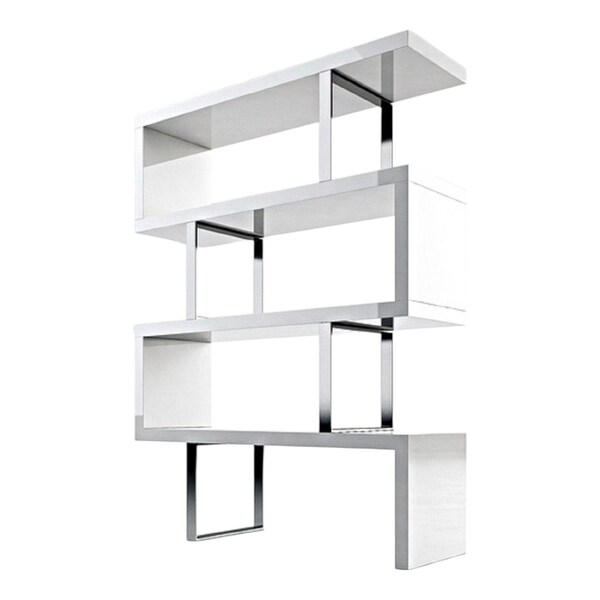 Homeroots 67" White And Silver Metal and Wood Three Tier Etagere Bookcase 555012 - main