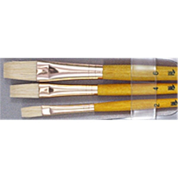 Princeton Artist Brush Co Princeton Brush Real Value Short Handle Set- Natural Bristle - Set Of 3 9104 - main