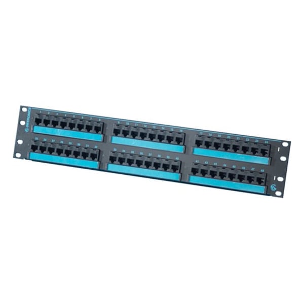 Ortronics 48-PORT PANEL 110-MOD 8W8P, CAT6 T568A/B HD LOADED, 2U, BLACK, CLARITY PHD66U48 - main