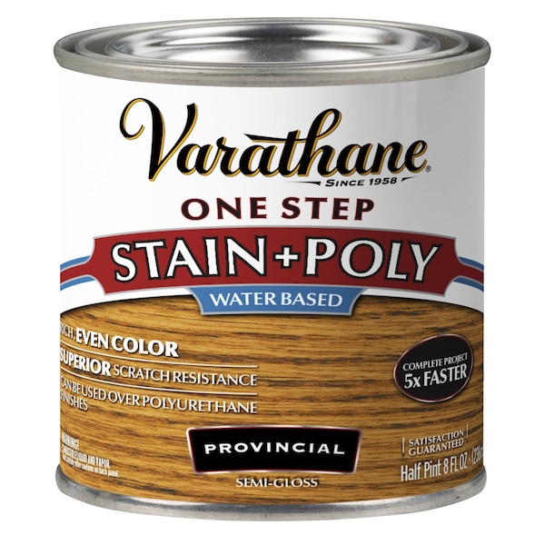Varathane One Step Water-Based Wood Stain and Polyurethane, Cognac, 1/2 Pint 384366 - main
