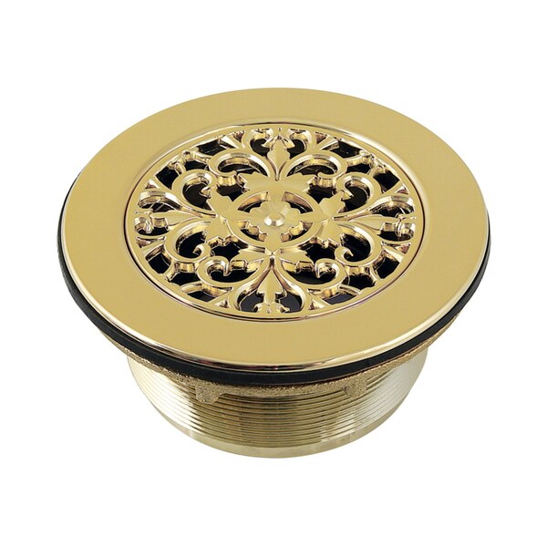 Kingston Brass 4-1/4" Brass Round Grid Shower Base Drain with Flange, Polished Brass BSFT4132 - main