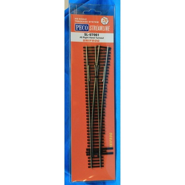 Peco HO Scale No.6 Turnout Right CD70 Rail Track PCOSL-U7061 - main
