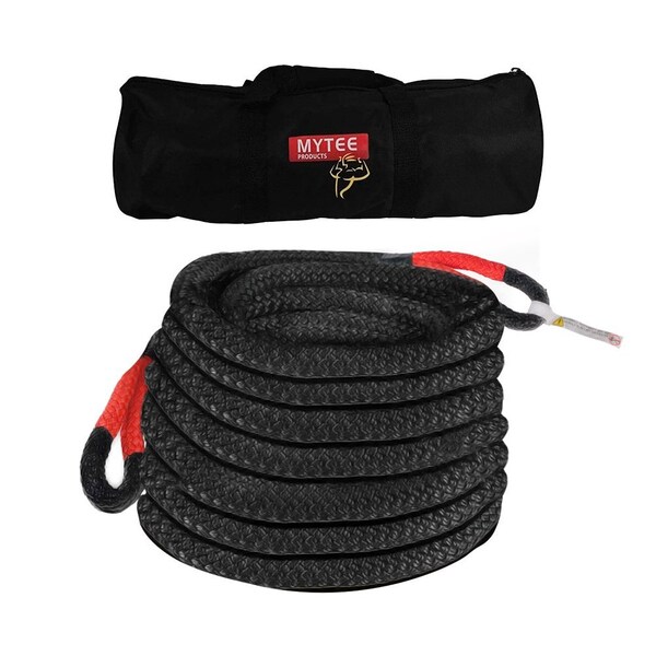 Mytee Products 1 inx30 ft Kinetic Recovery Tow Rope 33,900 LBS Red & Black Offroad Snatch Strap KRR-01-30 - main