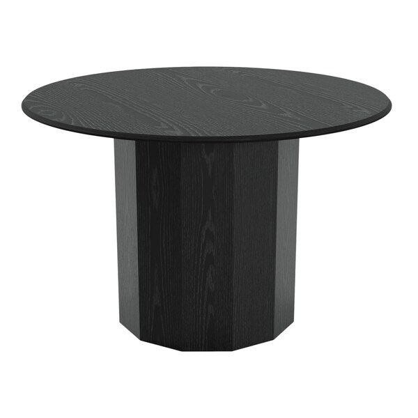 Homeroots 46" Black Solid Wood Pedestal Base Round Top Dining Table 721049 - main