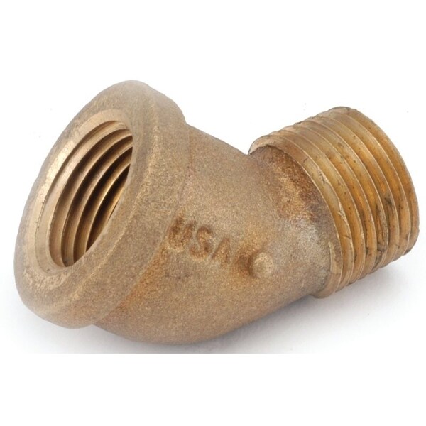 Anderson Metals Street Pipe Elbow, 1/2 in, FIP x MIP, 45 deg Angle, Brass, Rough, 200 psi Pressure 738124-08 - main