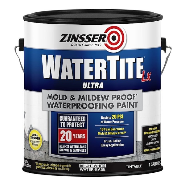 Zinsser WATERTITE-LX Ultra Block Filler Paint, Water, Bright White, 1 gal 270267 - main
