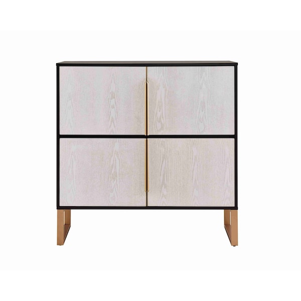 Homeroots 42in Black and Gold Wood Accent Cabinet 691665 - main