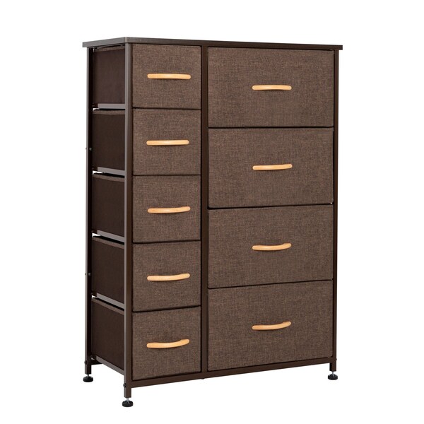 Homeroots 27" Brown Steel and Fabric Nine Drawer Combo Dresser 484701 - main
