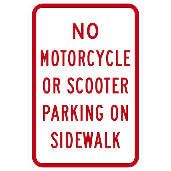 Lyle No Motorcycle Or Scooter Parking On Sidewalk, 12x18, High Intensity Prismatic, White G-4435-HI_12x18 - main