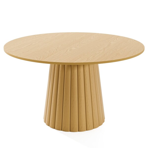 Homeroots 52" Brown Solid Wood Pedestal Base Round Top Dining Table 721010 - main