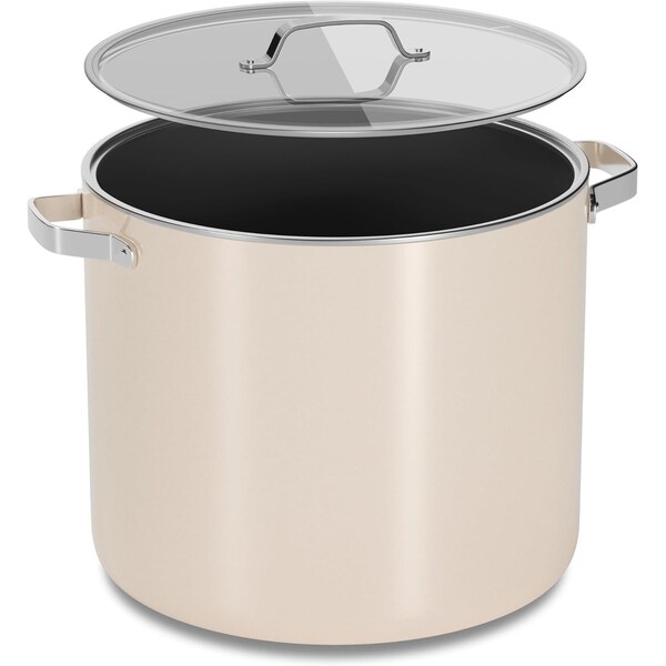 Bakkenmaster 12.5-Qt Ceramic Coated Stock Pot with Lid, Nonstick, Oven Safe, PTFE and PFAS Free, Cream BKCRSTKPTCR12 - main