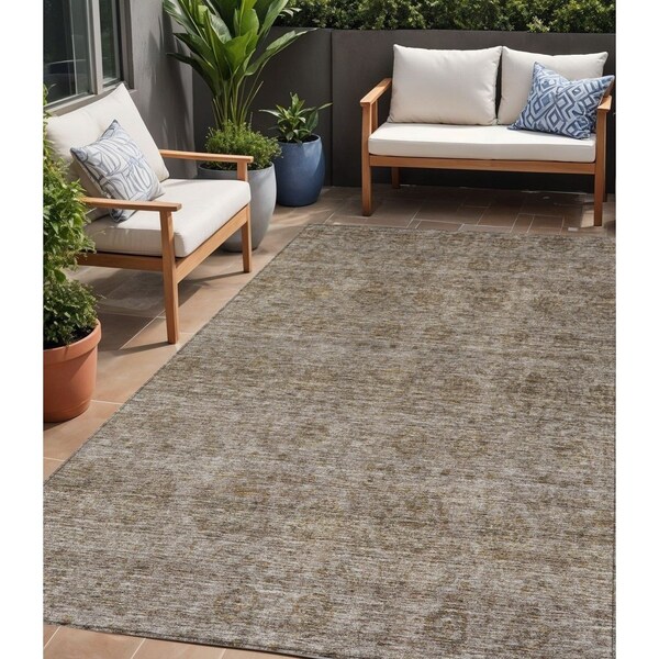 Homeroots 5' X 8' Brown And Tan Floral Washable Indoor Outdoor Area Rug 605712 - main