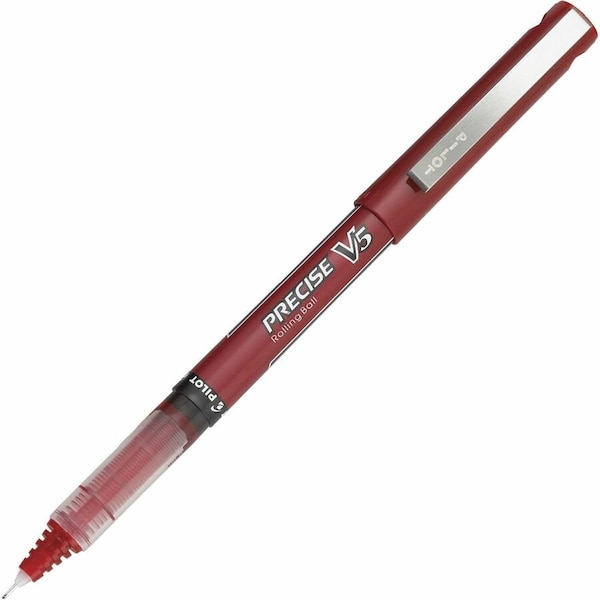 Pilot Precise V5 Rolling Ball Pen, Non-Refillable, Extra Fine, 0.5mm, Red Ink, Dozen 35336 - main