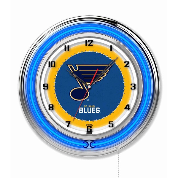 Holland Bar Stool Co St Louis Blues Double Neon 19" Clock, NHL Clk19STLBlu - main