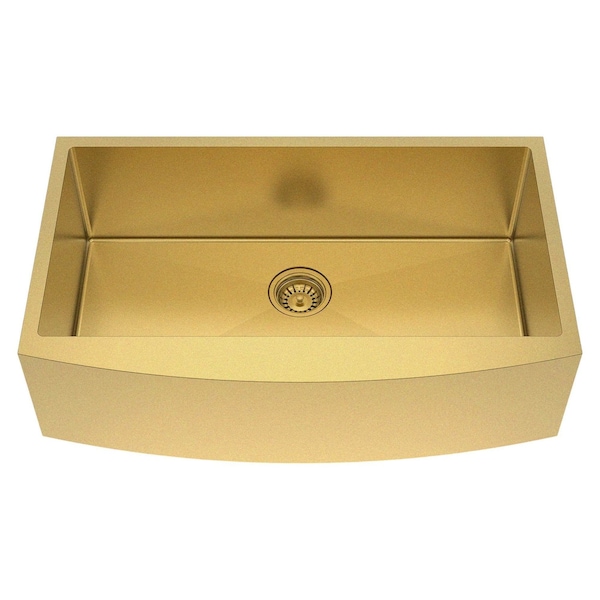 Homeroots 10in X 33in Gold Stainless Steel Undermount Kitchen Sink 719948 - main