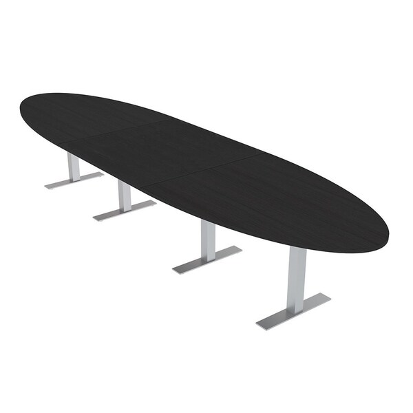 Skutchi Designs 16ft Conference Table With Power Unit | 14 Person Modular Oval Meeting Table | Harmony Series HAR-OVL-48X192-T-U999ST19-NA - main