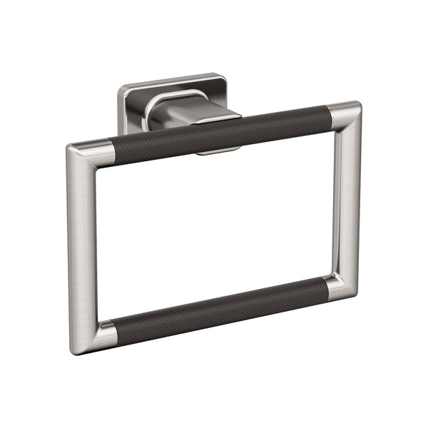 Amerock Esquire Brushed Nickel/Oil-Rubbed Bronze Contemporary 5-1/4 in 133 mm Length Towel Ring BH26612G10ORB - main
