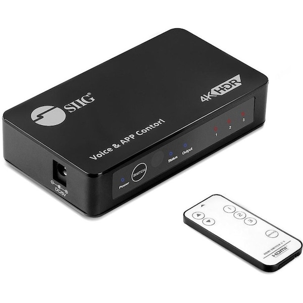 Siig 3x1 4K60Hz HDMI Switch with IR & Voice APP Control CE-H27211-S1 - main