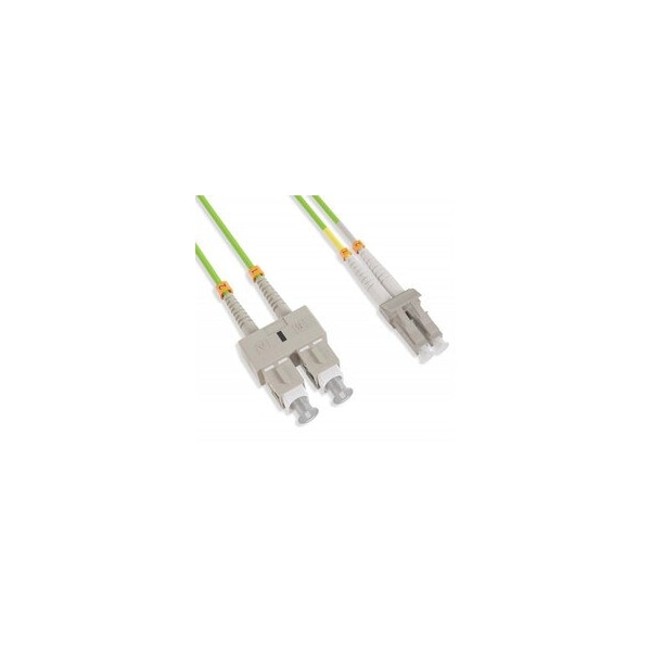 Cable Wholesale LC/UPC to SC/UPC OM5 Duplex 2.0mm Fiber Optic Patch Cord, LSZH/OFNR, Multimode, 50/125, Lime LCSC-51030 - main