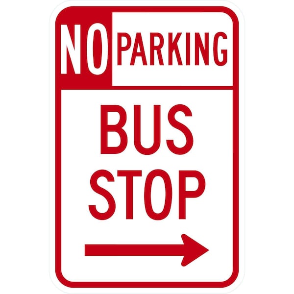 Lyle R7-107, Noparking --- Bus Stop (Right Arrow), 12x18, High Intensity Prismatic, White G-4253-HI_12x18 - main
