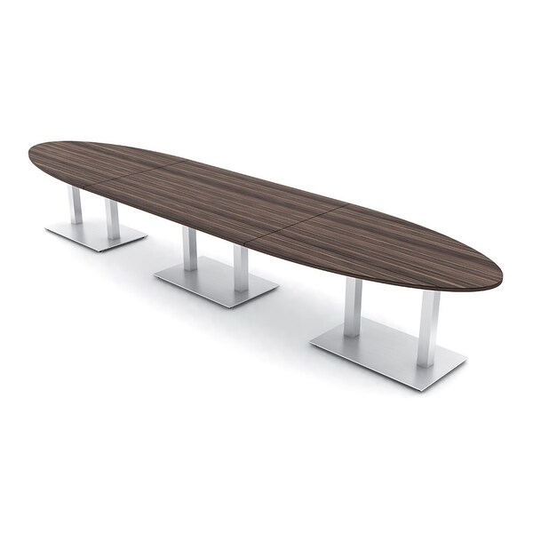 Skutchi Designs Oval Conference Table With Power Unit, 48 in W, 192 in L, Brown HAR-OVL-48X192-DOU-H3041-NA - main