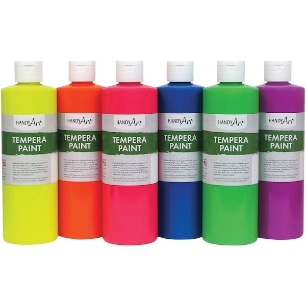 Handy Art Tempera Paint, Pint, Fluorescent 6-Color Set 882-060 - main