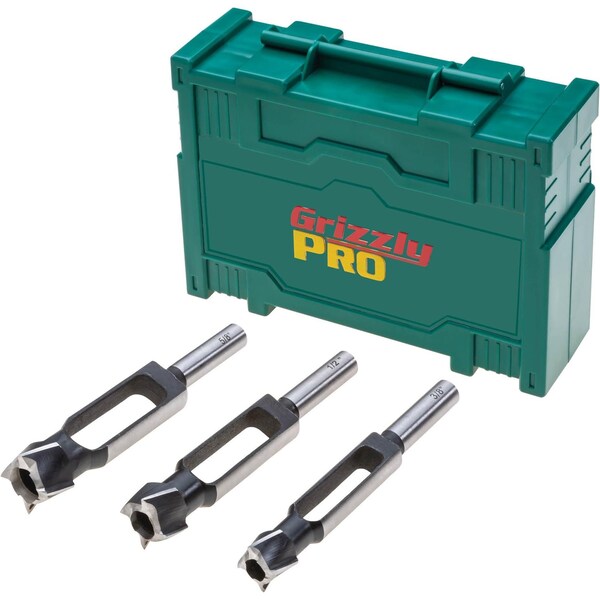 Grizzly Pro Tenon/Plug Cutter 3 pc Set - 3/8", 1/2", 5/8" T34240 - main