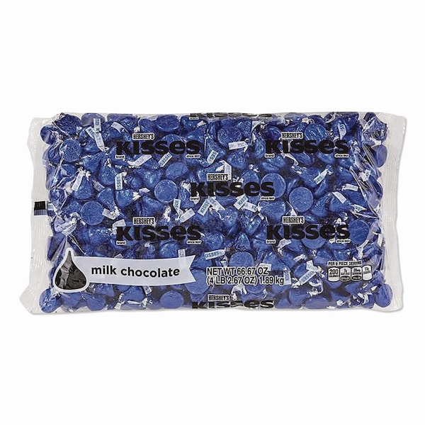Hersheys KISSES, Milk Chocolate, Dark Blue Wrappers, 66.7 oz Bag HEC60194 - main