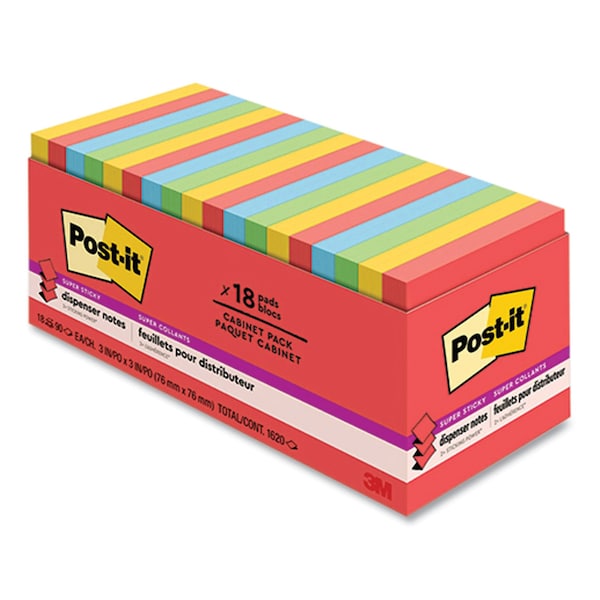 Post-It Pads in Playful Primary Collection Colors, Cabinet Pack, 3in x 3in, 90 Sheets/Pad, 18PK R330-18SSAN-CP - main