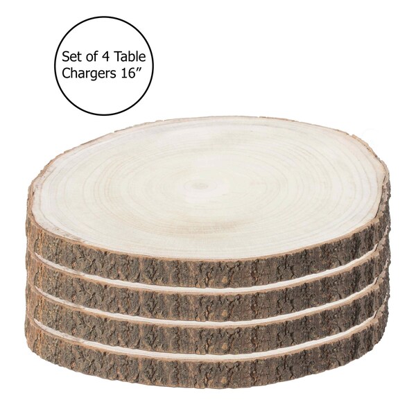 Vintiquewise Barky Natural Wood Slabs Rustic Ornament Slice Tray Table Charger 16 set of 4 QI003847-16.4 - main