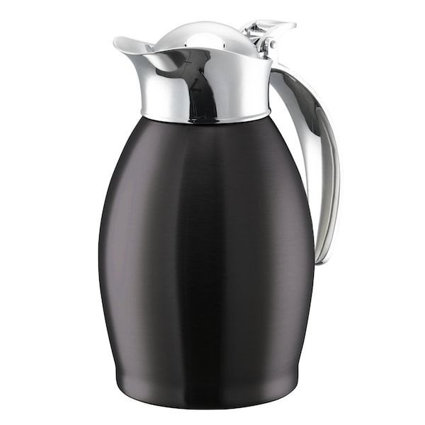 Service Ideas Nicollet Series 0.6-Liter Stainless Vacuum Insulated Carafe with Flip-Top Lid in Black Onyx NIC06BSBX - main