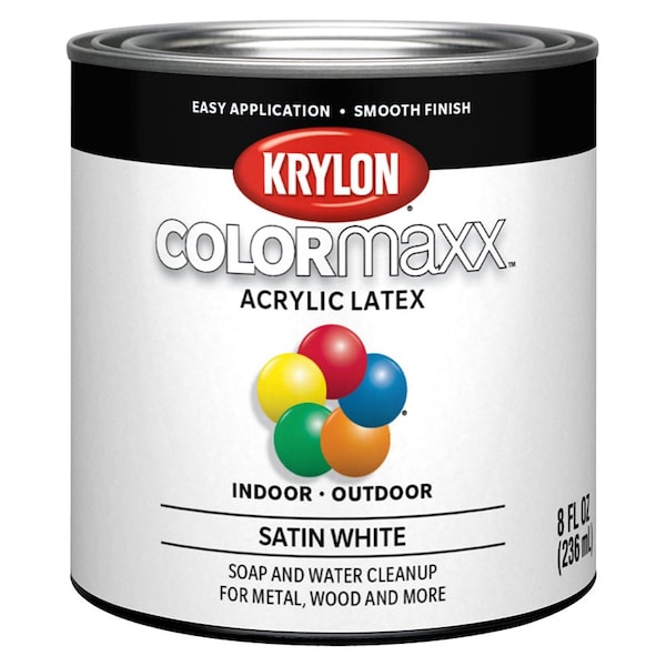 Colormaxx 1/2 Pt Krylon White Paint & Primer, Satin K05615007 - main