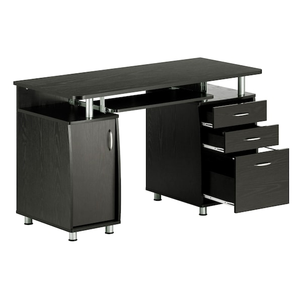 Homeroots 48" Espresso Wood Computer Desk With Two Drawers 723750 - main