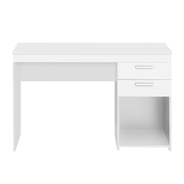 Homeroots 48" White Wood Writing Desk With Two Drawers 723764 - main