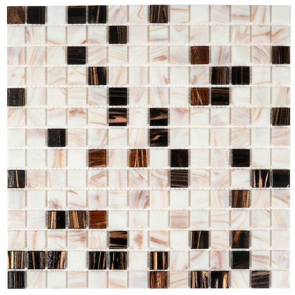 Apollo Tile Mingles 12 in. x 12 in. Glossy Beige and Brown Glass Mosaic Wall and Floor Tile 20 sqft/case, 10PK MIX2088BG344A - main