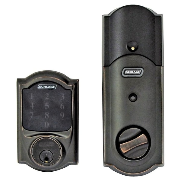 Schlage Connect Series Deadbolt, Grade 1 Grade, Keyed Key, Aged Bronze, 238, 234 in Backset, C Keyway BE469ZP V CAM 716 - main